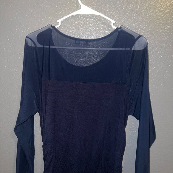 Venus Navy Ruched Dress with Embellished Detail - Size Medium - Picture 5 of 5